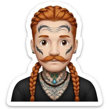 white color mstache dark ginger braids man very white mustache old very tattoed with the whitest mustache ever sticker