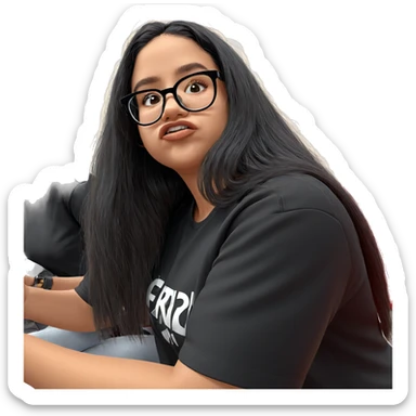 stylish girl in black shirt sticker