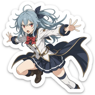 Anime-style юки суо with a dynamic pose and detailed costume sticker