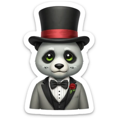 zombie panda with bow tie and top hat sticker