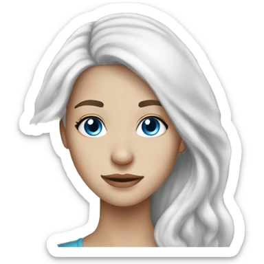 White hair young woman with long hair blue eyes freckles sticker
