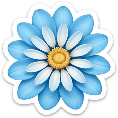 light blue  flower with a white center sticker