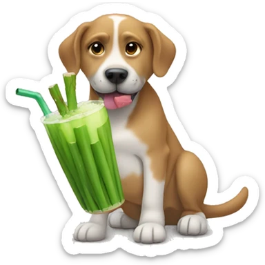Dog drinking sugarcane juice sticker