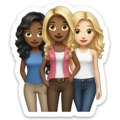 group of 6 girls friends, 3 blondes, 3 brunettes sticker
