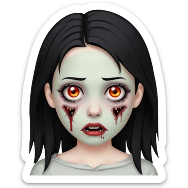 Zombie girl with a septum piercing black hair sticker