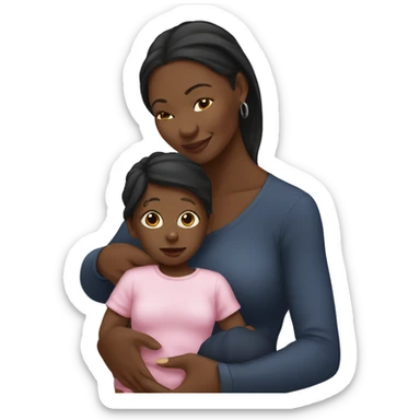 Black mom holding black baby girl sticker