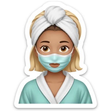 Girl with skin care face mask on and in a robe sticker