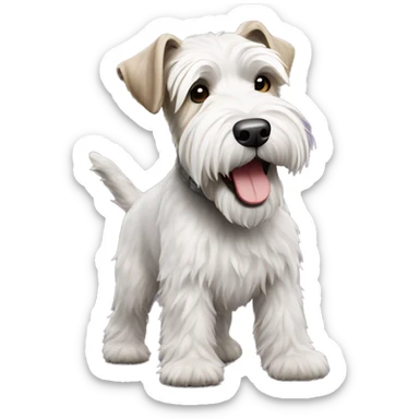 a white and gray soft coated wheaten terrier dog dancing sticker