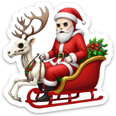 Grim reaper as Santa with a sleigh and skeleton reindeer sticker