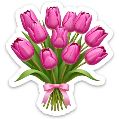 pastel pink with magenta tulips bouquet sticker