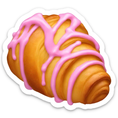 Croissant with pink icing sticker