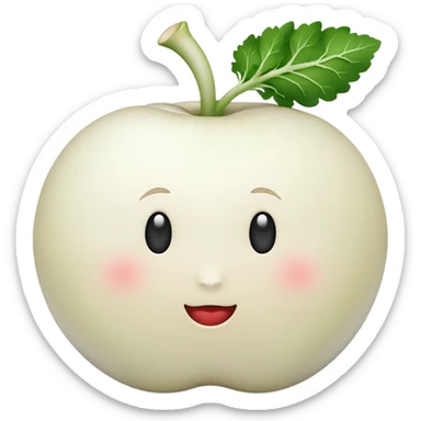 Make white radish apple emoji style sticker