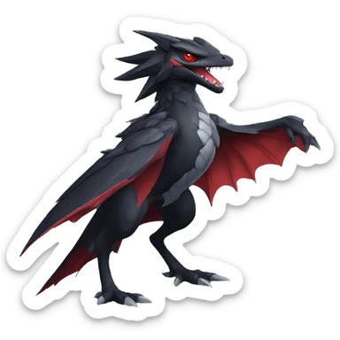 cool edgy black and red Dark-type nargacuga Pokémon full body sticker