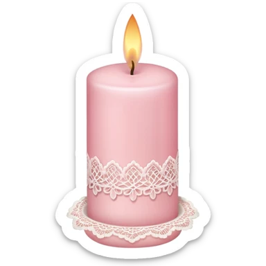 make a candle with a light pink lace sticker