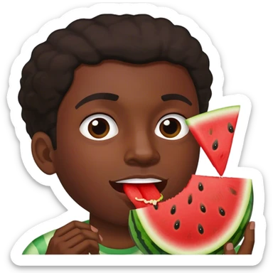 black guy eating on watermelon slice sticker
