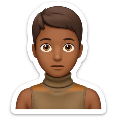 create an emoji, brown sleeveless turtleneck sticker