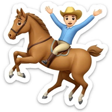 a cartoon figure tumbling from a horse sticker