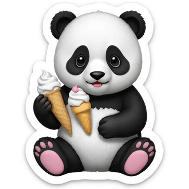 Panda eating ice cream sticker