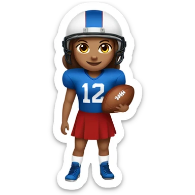 Brunette hair brown eye girl playing American football sticker