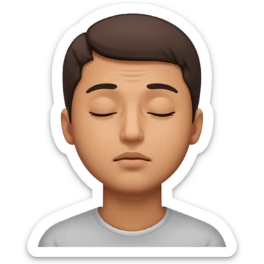 man deep breathing while closing his eyes sticker