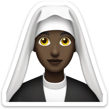 monochrome nun portrait with yellow eyes sticker
