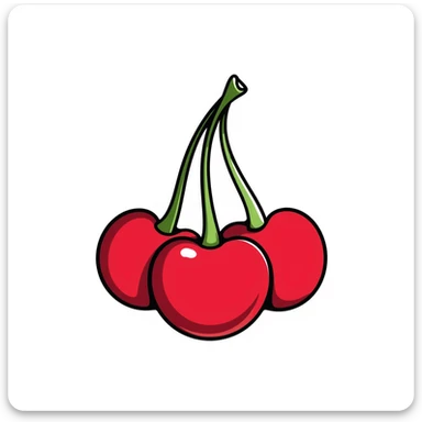 Hand-drawn cluster of red cherries with stems sticker