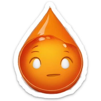 An upward spiral starting from a crumpled orange plastic lid and ending in a shiny orange teardrop-shaped pendant sticker