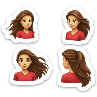 Une jeune fille avec long cheveux brun habiller en rouge qui fait du handball sticker