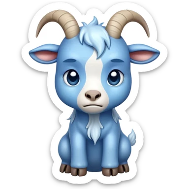Disapppinted-crying with tears-cute-full body-blue goat-head tilted back sticker