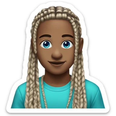Short cut turquoise box braids boy with blue eyes  sticker