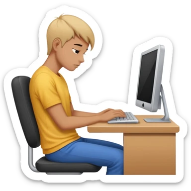 person with bad back or neck posture emoji (like sitting all tilted towards computer) sticker