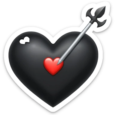 Corazón negro con una flecha q lo atraviesa todo y el corazón negro. sticker