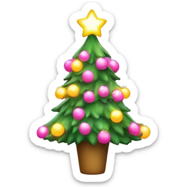 christmas tree with led lights and pink bows sticker