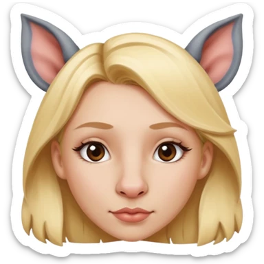 Blonde girl with rhino nose and rhino ears sticker
