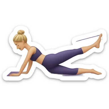 A woman doing Pilates with an elastic band on her foot sticker