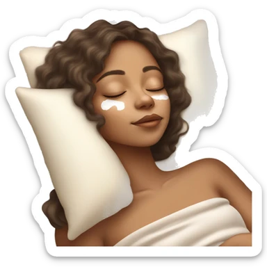 pretty light skinned brunette girl sleeping with cream coloured moisturiser on her face soft textures sticker