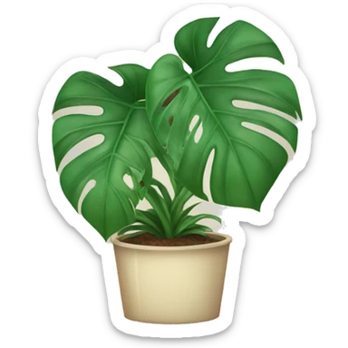 Smiling monstera plant sticker