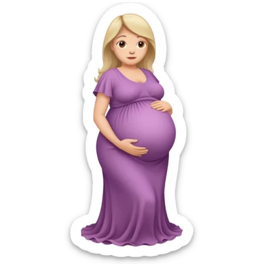 very heavily pregnant overdue woman with very large belly sticker