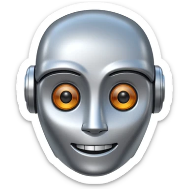 Crée-moi un robot sympathique, pour un chatbot moderne, je veux uniquement la tête sans le corps sticker