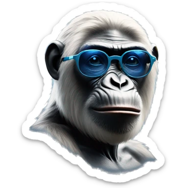 Ape with blue laser sunglasses sticker