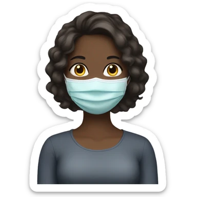Brunette girl with face mask sticker