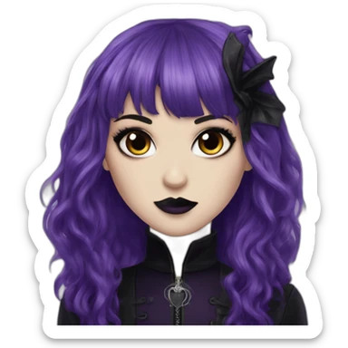 Elissabat-with-bangs-long-hair-dark-purple-and-black-vampire-goth-makeup sticker