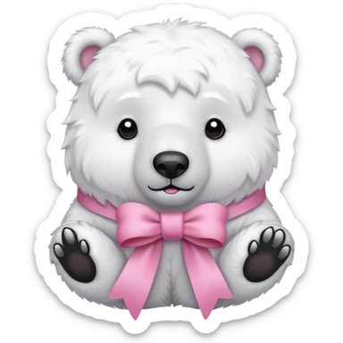 white polar bear with pink ribbon sticker