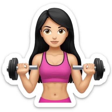 mujer fit con pelo negro largo y sosteniendo 2 mancuernas sticker