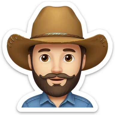 Winking face with a beard wearing a cowboy hat sticker