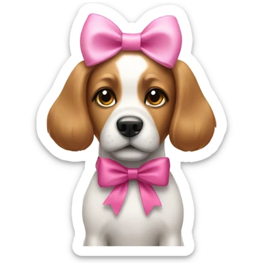 Dog with a pink bow sticker