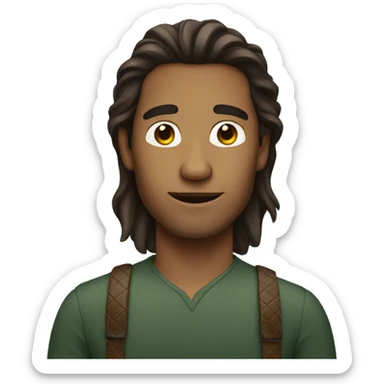Long hair brown man with alligator  sticker