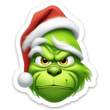 Grinch with Santa hat sticker