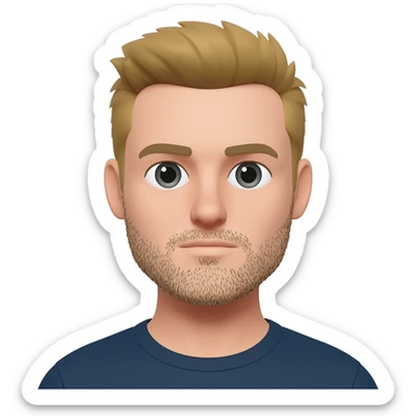 Homme blond foncé, cheveux courts, visage rond, avec une barbe naissante sticker