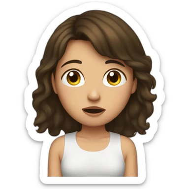 Brunette girl crying in closet sticker